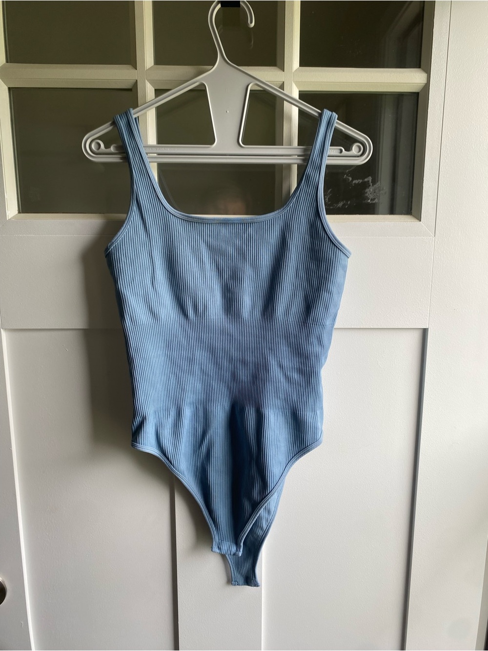 Blue Ribbed  One Piece Bodysuit- waist control